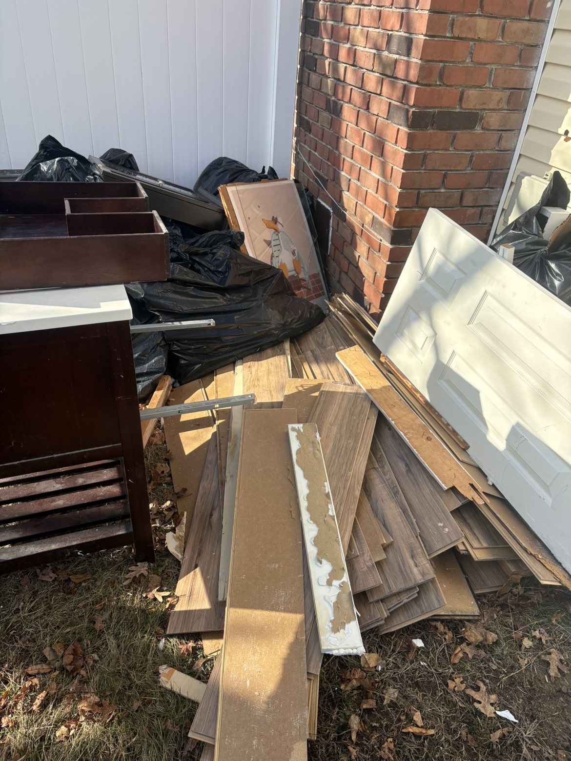 Pile of construction debris removed